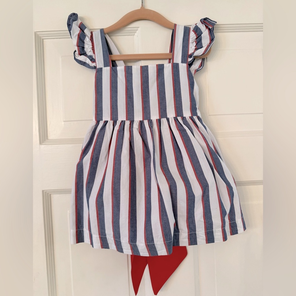 Bella Bliss Striped Ruffle Sleeve Dress, 2T